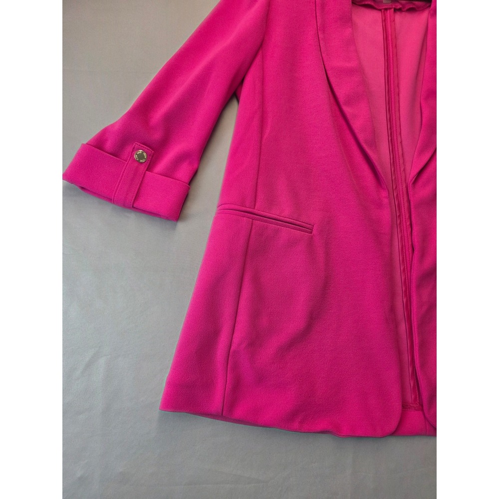 Anne Klein Womens Hot Pink Shawl Collar Open Front Blazer Size Small 3/4 Sleeve - Picture 8 of 12